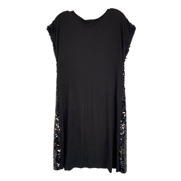 Alfani Sequin Pullover Dress M RT10544 Cap Sleeve EUC Little Black Dress - Picture 5 of 7